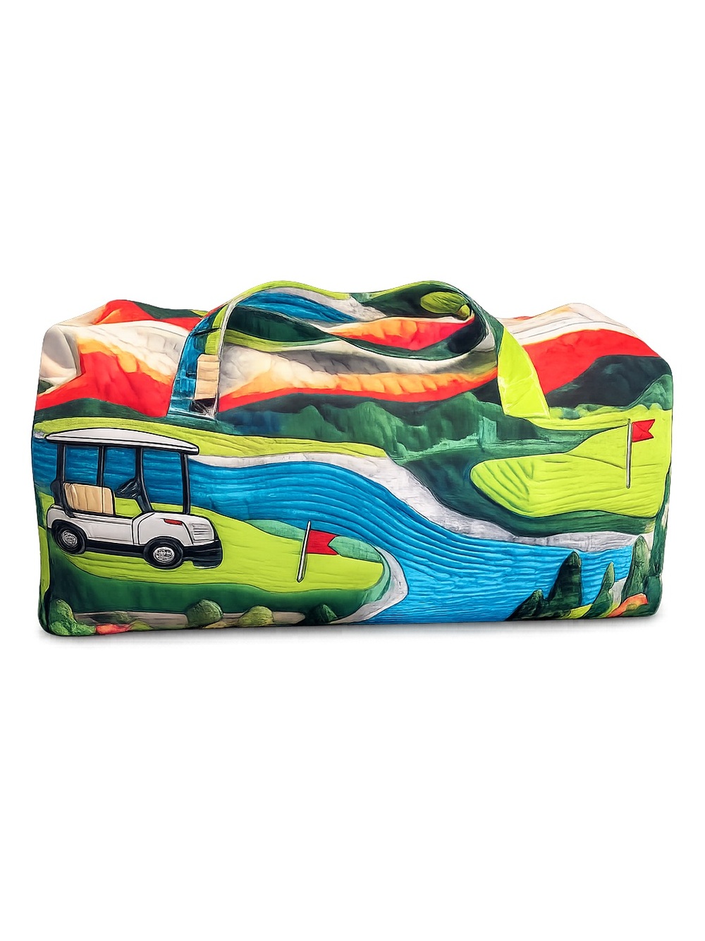 Golf Course Scenic Quilted Duffle Bag Travel Weekender 16x8x8-NEW